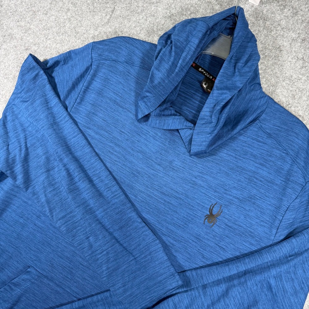 Spyder Active Hoodie Mens XL Blue Heathered Pullover Stretch SPM835U